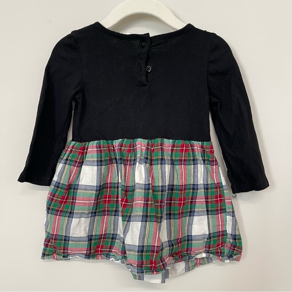 Baby GAP Black & Holiday Tartan Plaid Long Sleeve Dress Girls Size 12-18 Months - Picture 5 of 5